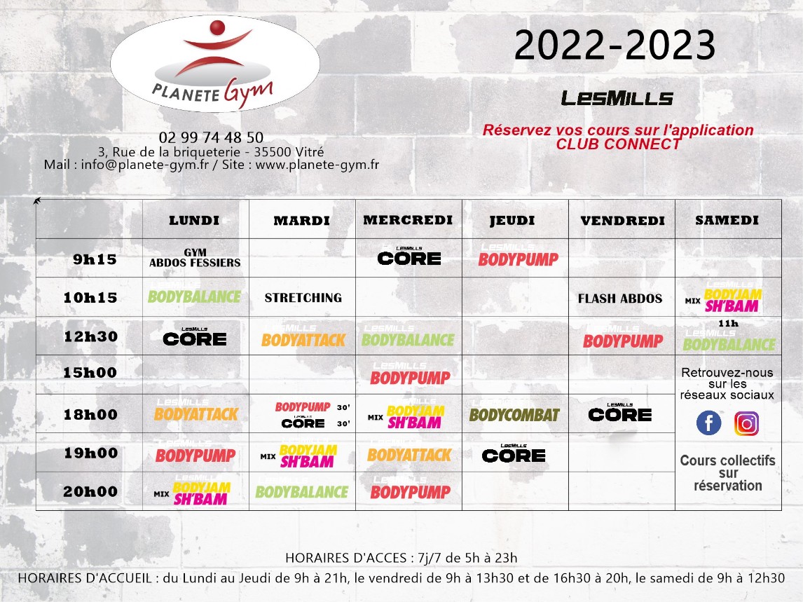 Planning salle de cours 2022-2023