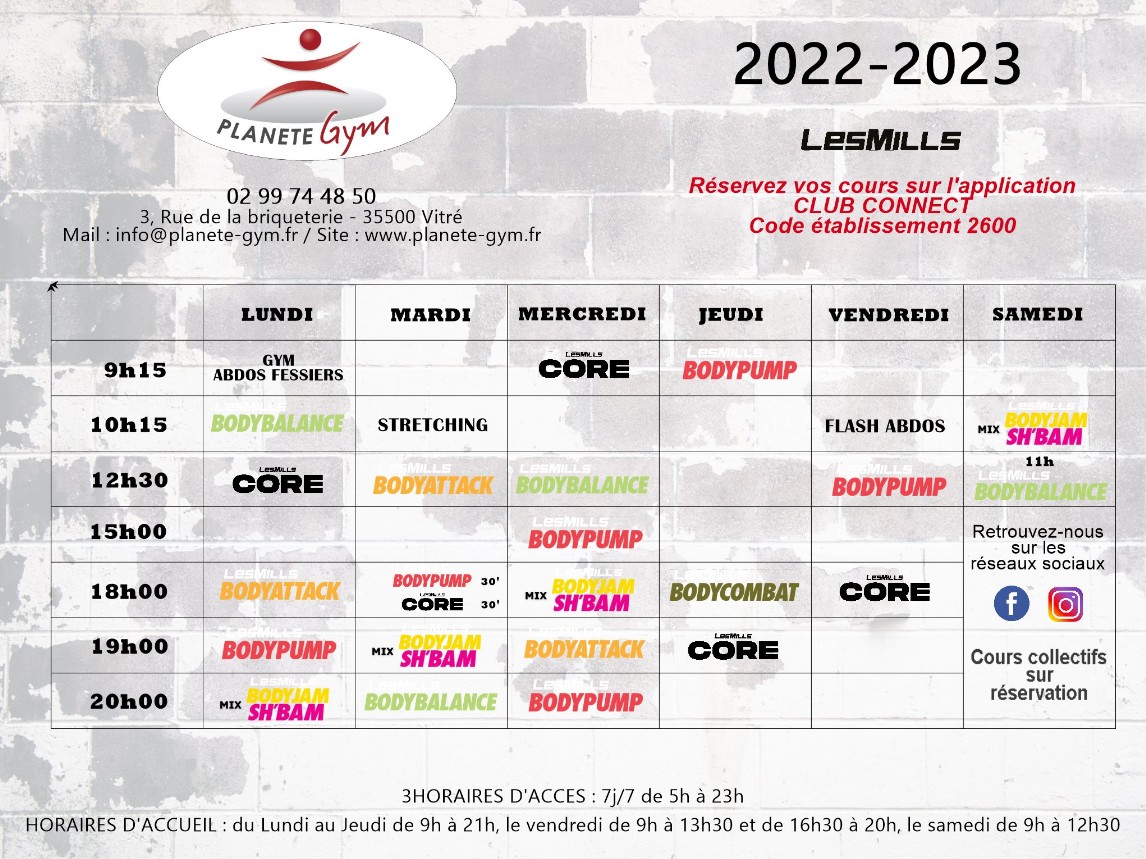 Planning salle de cours 2022-2023