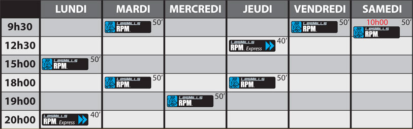 Planning des cours RPM du 15 juillet au 23 août 2014