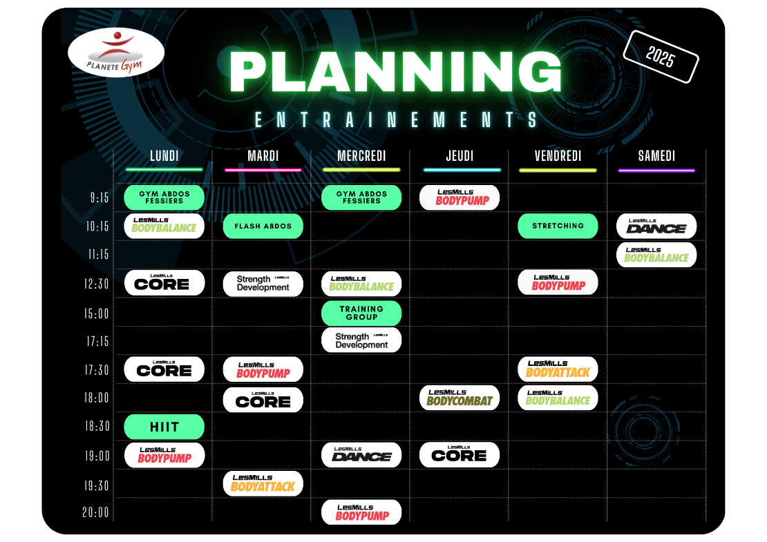 Planning salle de cours 2025